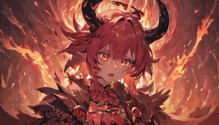 Portrait of a demon with horns and glowing eyes, beast, ferocious monster, blood, fire, flames, ultra detailed, photorealistic, masterpiece, horror, creepy, ominous background.