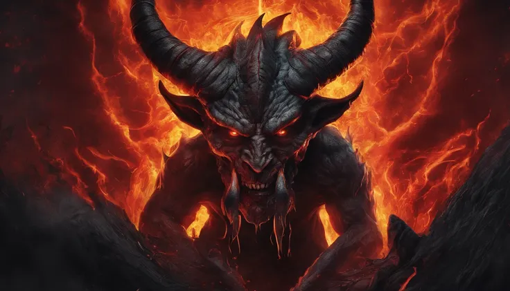 Portrait of a demon with horns and glowing eyes, beast, ferocious monster, blood, fire, flames, ultra detailed, photorealistic, masterpiece, horror, creepy, ominous background.