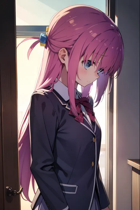 hitorigotou, school uniform, tying hair up