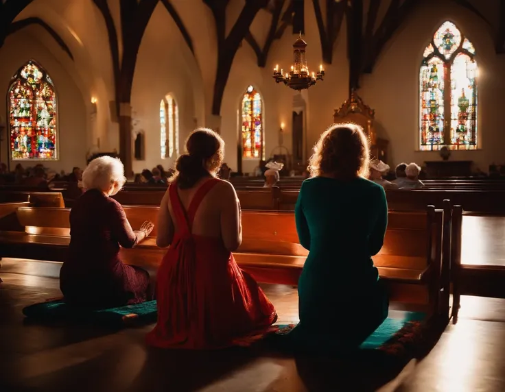 women inside the church praying