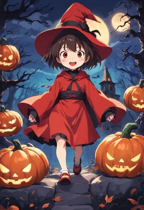 "Produce a spine-tingling Halloween-themed chibi anime artwork that juxtaposes cuteness with horror. Illustrate an adorable male chibi characters dressed as a classic horror icon (e.g., vampire, mummy, or witch) while surrounded by cute, yet spooky, elemen...