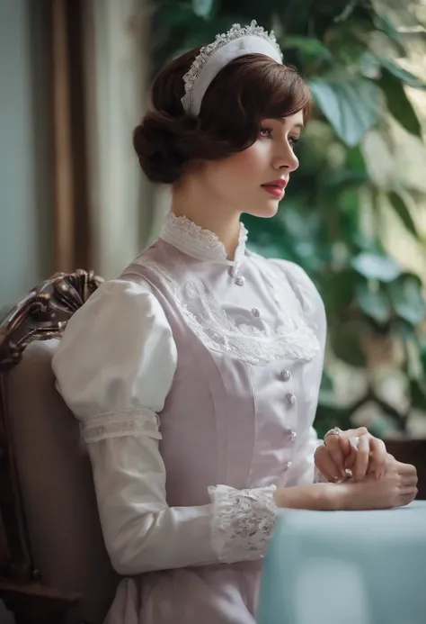 maid clothes,Take your eyes off,Pensive expression,bobhair,Hands near the face