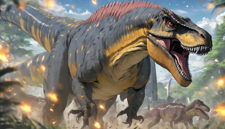 Allosaurus, fierce and strong and armored and resistant  to everything, Resistance, masterpiece, best quality