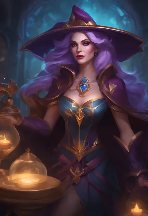 The League of Legends Seraphine Champion in the Congregation of Witches line of Skins (Seraphine Coven Legendary Tier