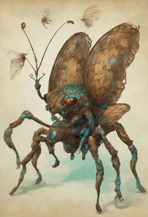 Zungg is an insectoid Dream Creature. This creature have a brown and turquoise body, masterpiece, best quality