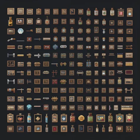 a lot of different items, pixel art, assets, 2d sprites, item icon, 32×32, Recovery Items, Magic potion,