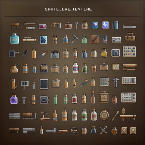 a lot of different items, pixel art, assets, 2d sprites, item icon, 32×32, Recovery Items, Magic potion,