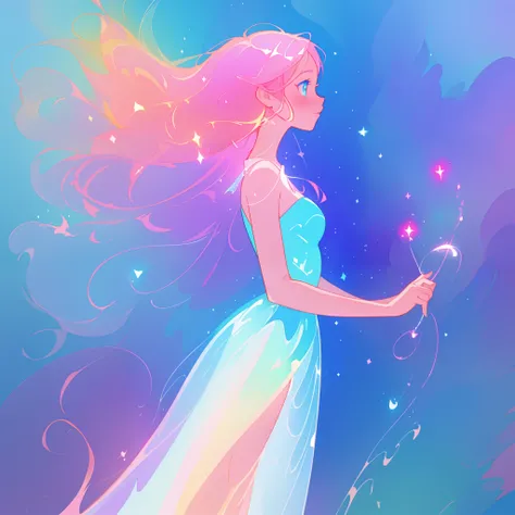 beautiful anime girl in colorful liquid dress, vibrant pastel colors, (colorful), magical lights, sparkling lines of light, inspired by Glen Keane, inspired by Lois van Baarle, disney art style, by Lois van Baarle, glowing aura around her, by Glen Keane, j...