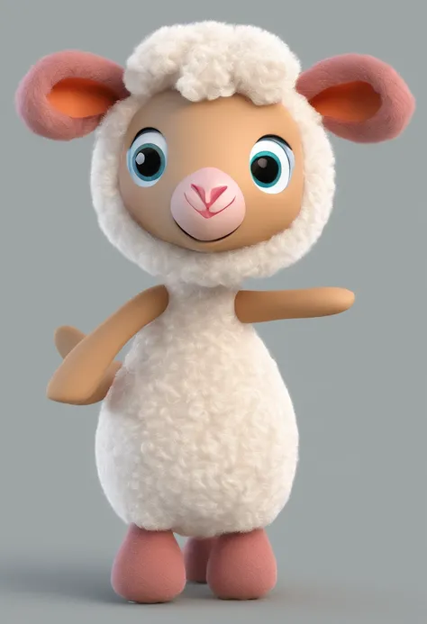 Plush toy lamb，Cute stuffed toy sheep，tiny horns，Facing the lens，Plush material，adolable