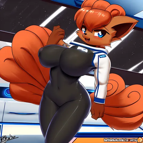 1girl (Made by Burgerkiss), ((Kanto Vulpix)), woman, ((solo)), ((big and firm breasts, antrum, extremely detailed, extremely detailed legs, extremely detailed arms, extremely detailed face, perfectly detailed eyes, perfectly detailed anatomy)), shes in a s...