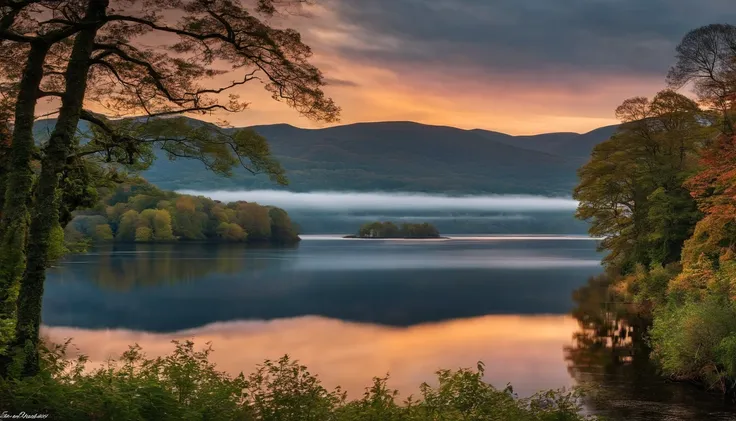 innisfree island, lough gill, magic hour, wallpaper art, UHD wallpaper