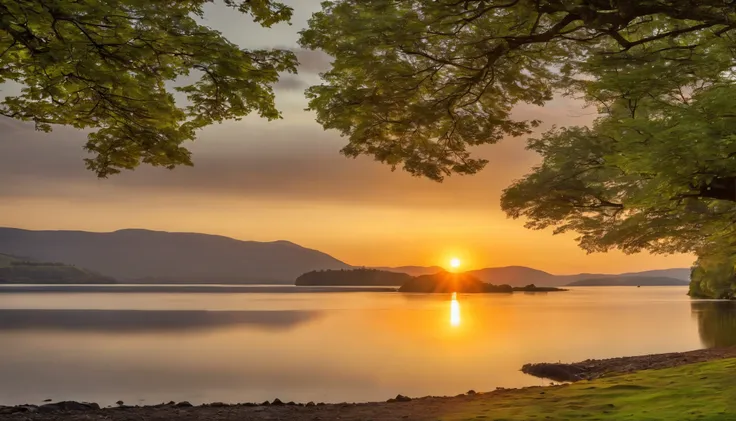 innisfree island, lough gill, magic hour, wallpaper art, UHD wallpaper