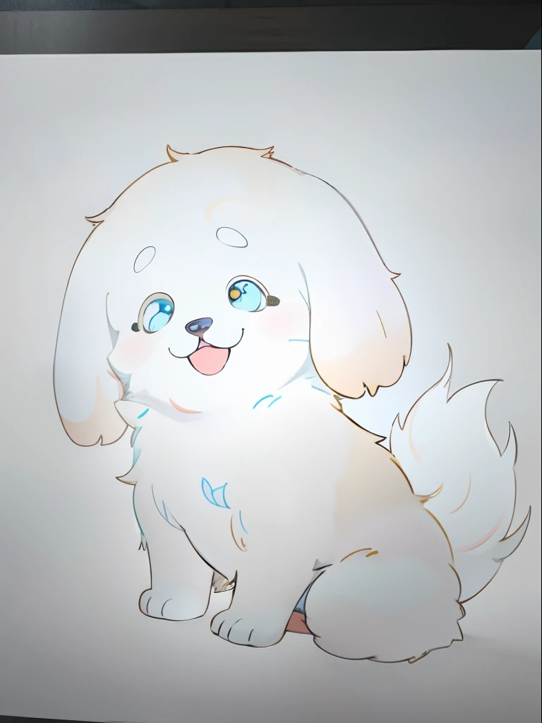 Baby Golden Retriever,One puppy、 official artwork, , Lori, anime style portrait, anime moe art style, 2 d anime style, Cute art style, Stylized anime, Anime Art Style, Anime style. 8K, anime style 4 k, Anime Art Style, digital anime art!!、White puppy、fluff...