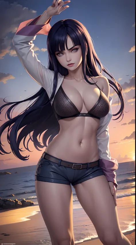 hinata hyuga, extremamente realista, bermuda curta, Curto curto, tatuagem do naruto, extremamente sexy, muito linda, cabelo rabo de cavalo, cabelo preso, cabelo grande, (((bunda grande))) Aptitude (((pernas grossas))) is dancing, empinando a bunda, boca ve...