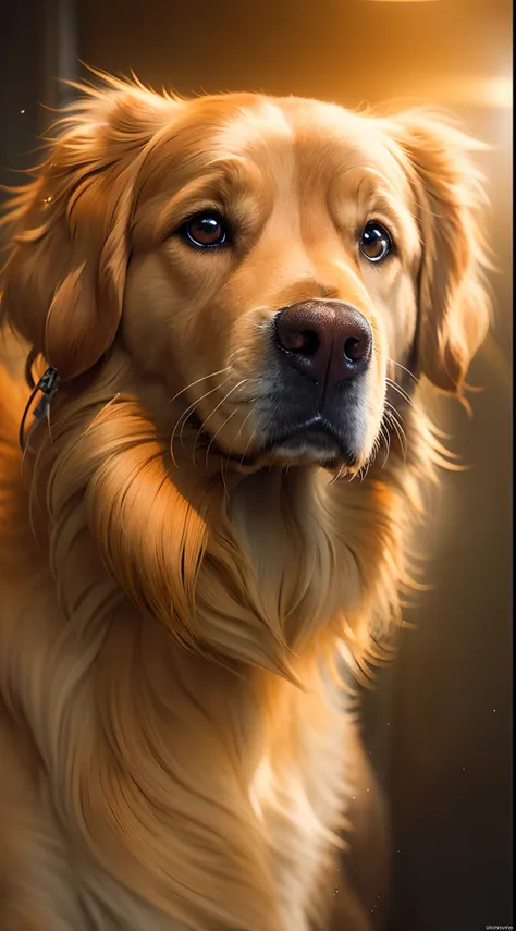 golden retriever caramel, (highly detailed ultra-realistic images:1.2), (photorealista:1.2), with intricate details. (background...