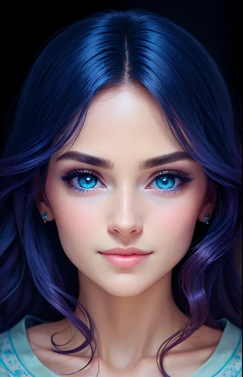 animesque、portraitures、One Person２０Pretty Woman、Moisturized eyes、Casual clothing、a picture、oval jaw、beautiful countenance、The hair、Blue eyes with a beautiful glow、LDS Art