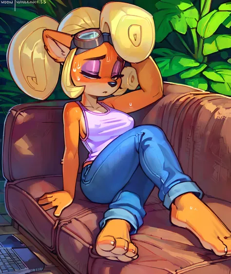 [Coco bandicoot], [Uploaded to e621.net; (Pixelsketcher), (wamudraws)], ((masterpiece)), ((high quality)), ((HD)), ((solo portrait)), ((full body)), ((side view)), ((furry; anthro)), ((detailed fur)), ((detailed shading)), ((beautiful render art)), ((front...