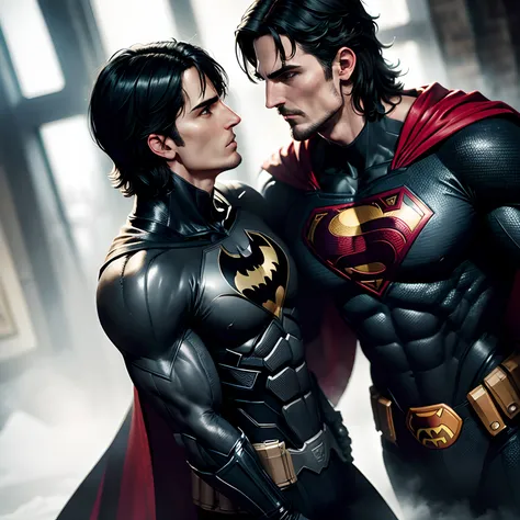 Batman (Christian bale) facing Superman (Henry Cavil), combate, Super Hero Fight