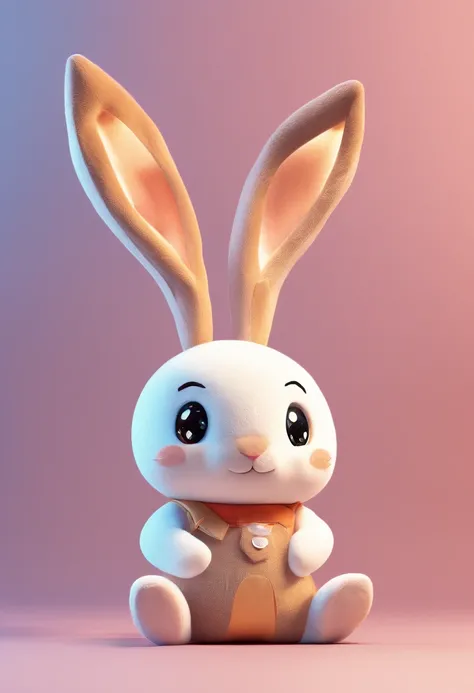 Plush toy rabbit，Cute stuffed toy bunny，bunny，Facing the lens，Plush material，adolable，Chubby toot，The details are reasonable and clear，