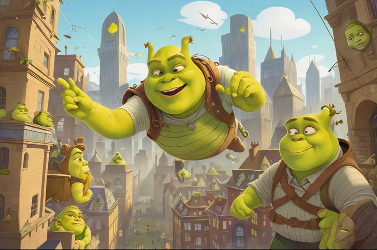 Picture of a city with a picture of shrek hidden within