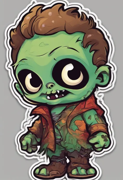 Sticker, A super cute baby pixar style zombie, vector