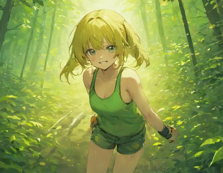 Muscular girls、Beautiful shape、a smile、white tank tops、Army Pants、Laced boots、assault rifle、In dense forests、masuter piece、ultra res、Gravure Quality、Transcendent Virtuosity