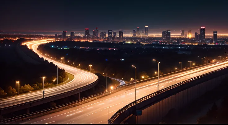 Urban view from the highway、nighttime scene