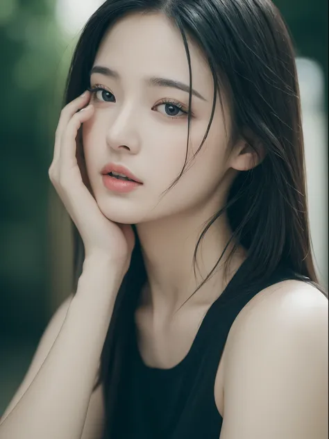 (Masterpiece:1.3), (8K, Photorealistic, Raw photography, Best Quality:1.4), ((1girl)), a girl with black hair wearing shorts, Beautiful face, Realistic detailed face, Beautiful hairstyle, Realistic eyes, Beautiful, Realistic skin, Beautiful skin, solo, sex...