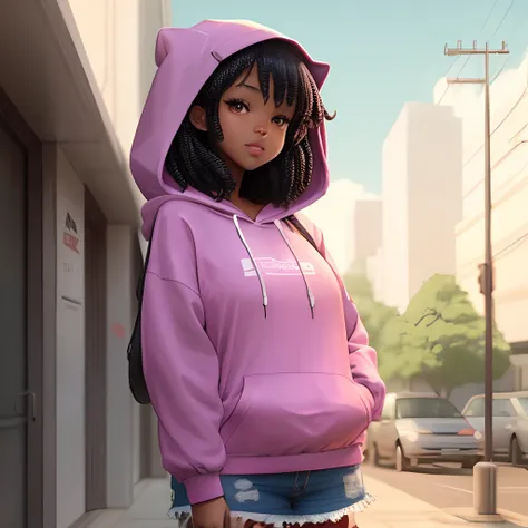 black anime girl with a hoodie