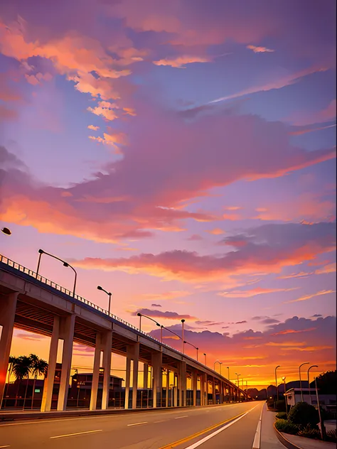 Alafid view of highway with bridge and sky background, vibrant sky, colorfull sky, Colorful sunset!!, Colorful sky, The most beautiful sunset, colorfull sky, highway and sunset!!, it is sunset, Beautiful sky, taken with sigma 2 0 mm f 1. 4, Colorful sunset...