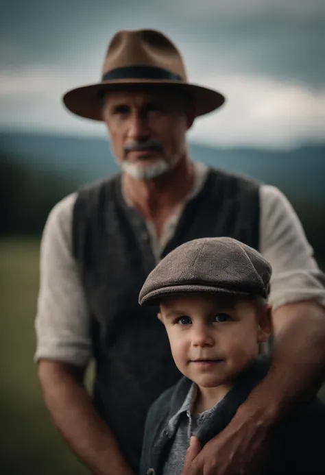 Portrait of a father wearing a hat