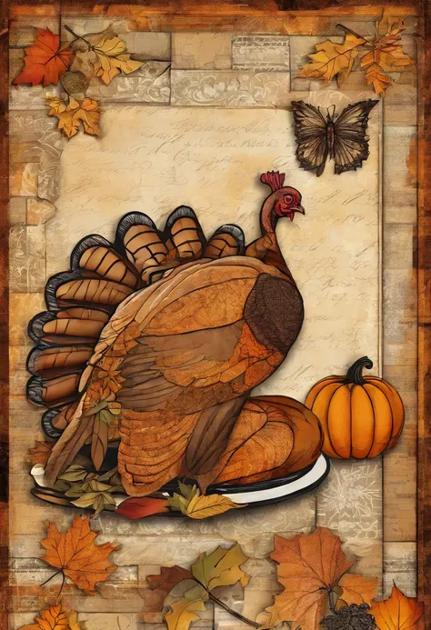 cooked turkey, pumpkin, fall vibe ,tile