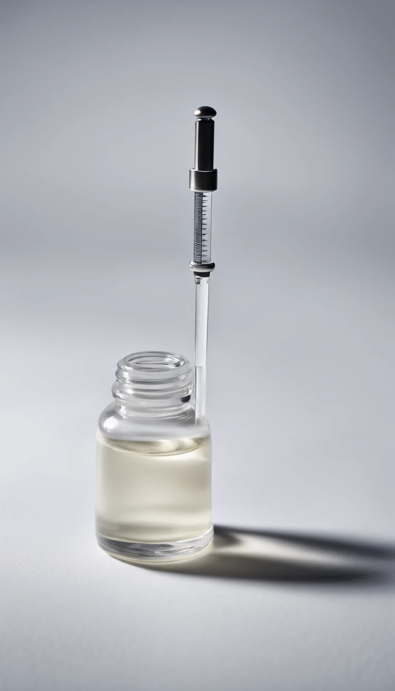 with a pure white background、Realistic corona vaccine、Realistic syringe