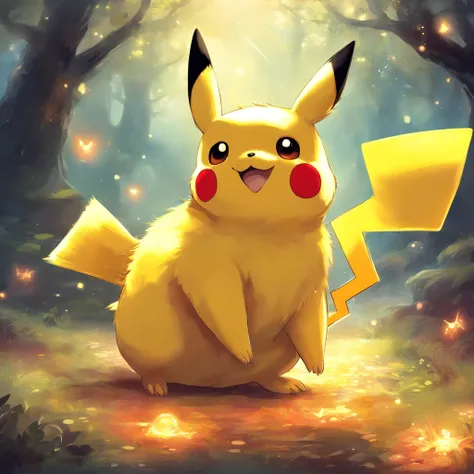 Pikachu playing for halloween，Lively and agile，Yellow soft hairs，Redfaced，sparkling big eyes，Cute little pointy ears。(Pikachu:1.5)