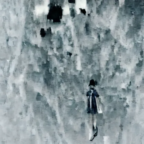 glitched、Hareful、A girl in a sailor suit commits suicide by hanging herself、suicide、hanged、Hanging、Abstract、Despressing、The artwork、Hareful、glitch art、Low image quality、monotone、Suicide by hanging、suicide、