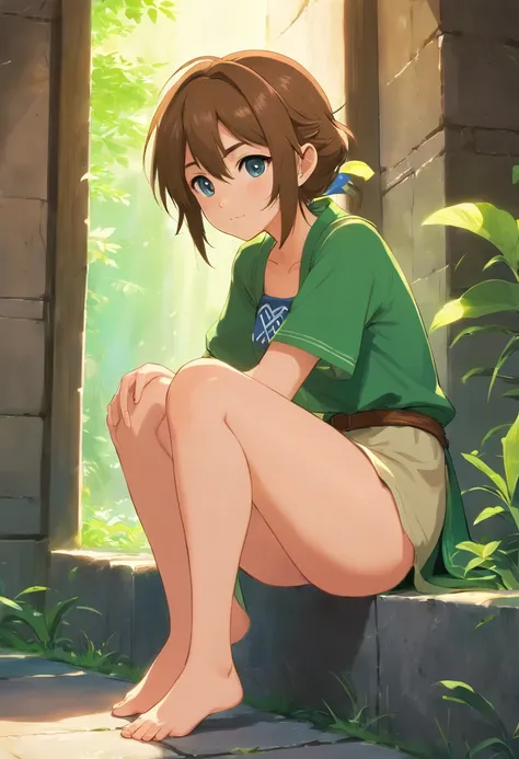 The Legend of Zelda　fullnude　Crouching　opening legs　frontage　Shyness