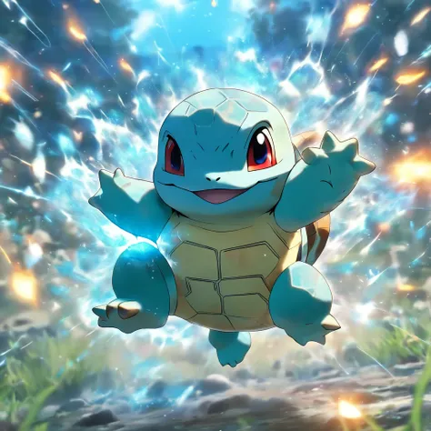 Squirtle Pokémon in battle field ，Highest image quality，Cinematic texture，A masterpiece，tmasterpiece，