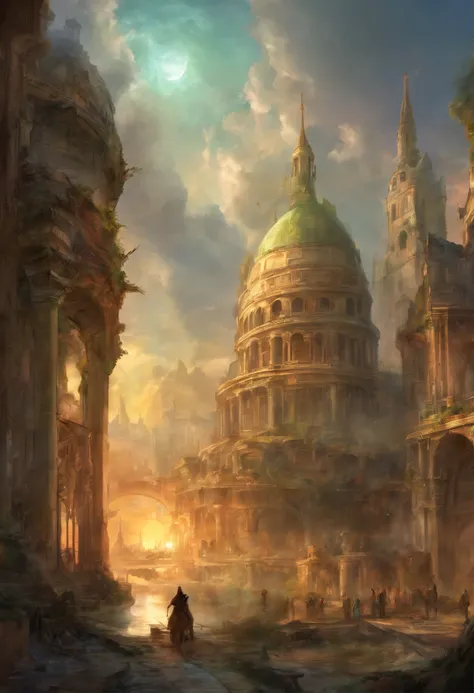 apocalypse, the ruins of Paris, higly detailed, Every detail of the picture is visible, An epic panorama of a ruined city