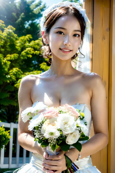 ((ultra-quality)),((Realistic texture)),((Realistic skin)),((Man and woman in wedding bouquet)),((18-year-old beautiful girl)),(( small tits ))((fullnude))