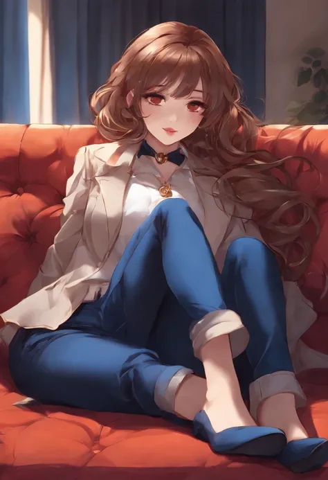 Anime girl with sexy pant in sofa