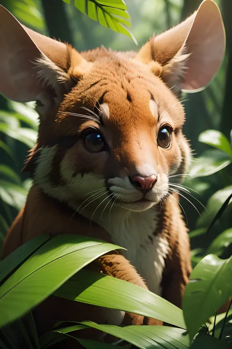 Mouse High nation-geographic symmetrical close-up portrait shoot in green jungle of an expressive Kangaroo, anamorphic lens, ultra-realistic, hyper-detailed, green-core, jungle-core –ar 16:9 –q 2 –v 5 rtx on --ar 73:128 --s 750 --v 5. 2