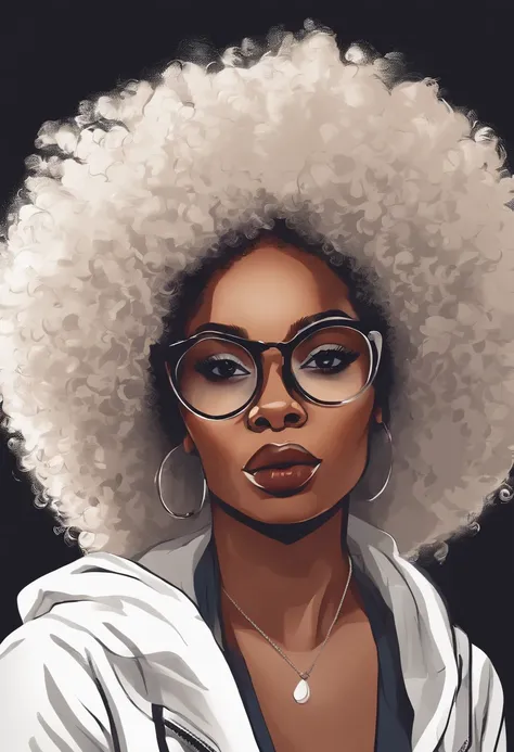 character design image, vector art, of a woman with big afro hair, super cute funky black girl, vector sketch style illustration, adobe illustrator sketch art style, vector sketch art style, in digital illustration style , highly detailed character design,...