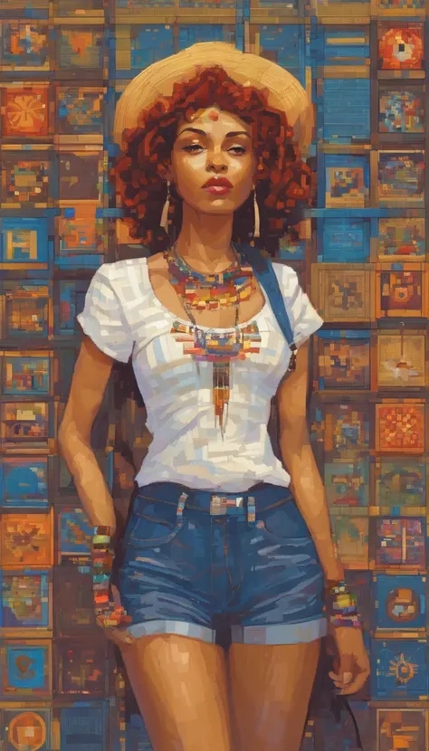 Beautiful full body shot of summerpunk lady. summer chill day, by tim okamura, victor nizovtsev, greg rutkowski, noah bradley. trending on artstation, 8k, masterpiece, graffiti paint, fine detail, full of color, intricate detail, golden ratio illustration