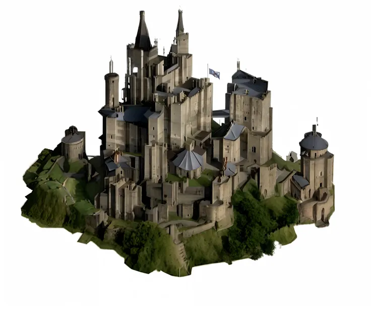 arafed castle with a tower and a clock on top of it, high fantasy castle, epic castle with tall spires, fortress mega structure ...