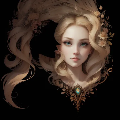 （（gorgeous 18-year-old princess）），（she has long, flowing blonde hair），（bright and beautiful eyes），trending in art stations，flowe...