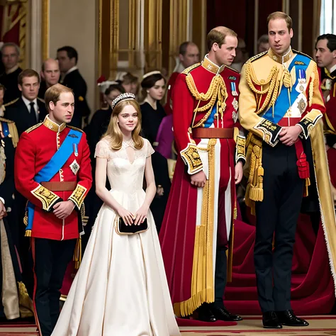 Prince William and Elle fanning as the King and Queen of Britain