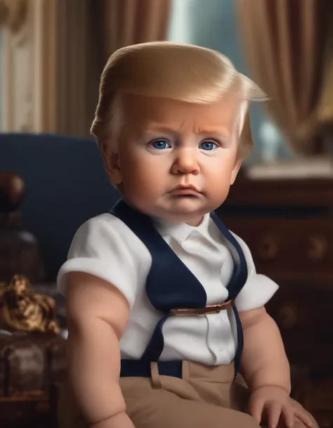 Create a cute baby photo of Donald trump, Disney, 3D, 8k