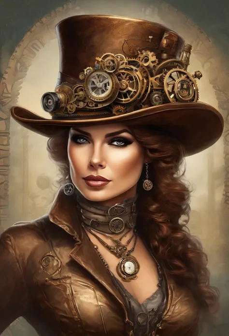 Hay una mujer con un sombrero de Steam Punk y sosteniendo una pistola.., Chica steampunk, usando disfraces de steampunk, Chica inventora steampunk, (steampunk), ( steampunk ), Estilo steampunk, Vapor-punk, Steampunk fiction, steampunk aesthetic, Una hermos...