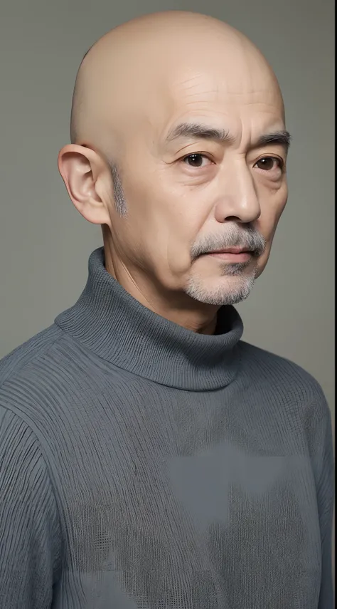 4K、Raw photo、Photoreal Stick、hight resolution , (Bald 50-year-old man))、turtle neck、JINS、konbini