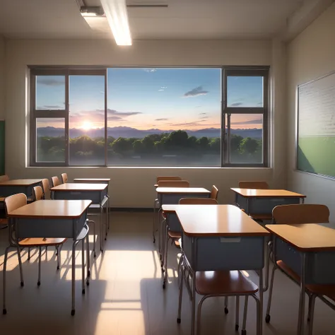 Classroom Photo High School Blue Sky Sunset West Sun